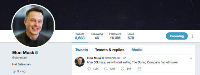 卖完帽子又卖“火箭筒”的马斯克已经赚了60万美元 卖完帽子又卖“火箭筒”的马斯克已经赚了60万美元