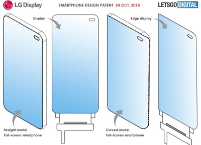 LG申请带屏下摄像头的无边框手机外观专利 LG申请带屏下摄像头的无边框手机外观专利