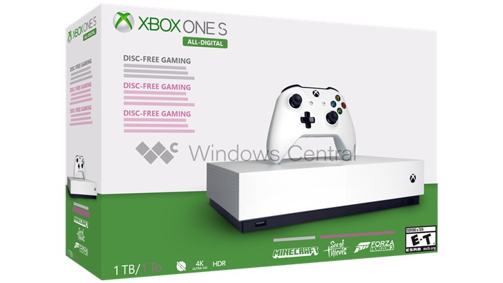 微软Xbox One S全数字版渲染图出炉,5月7日推出